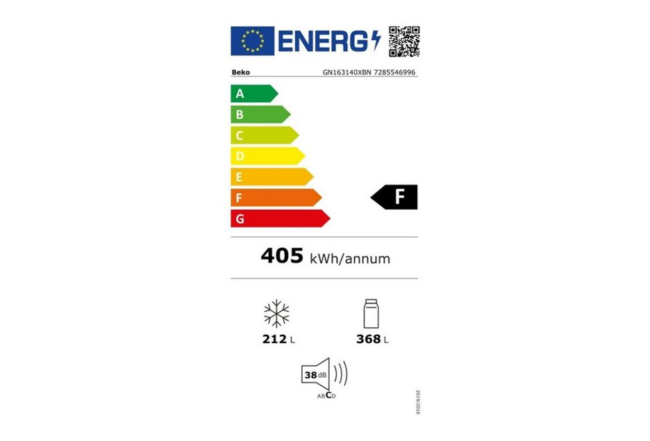 Réfrigérateur  BEKO GN163140XBN étiquette énergie